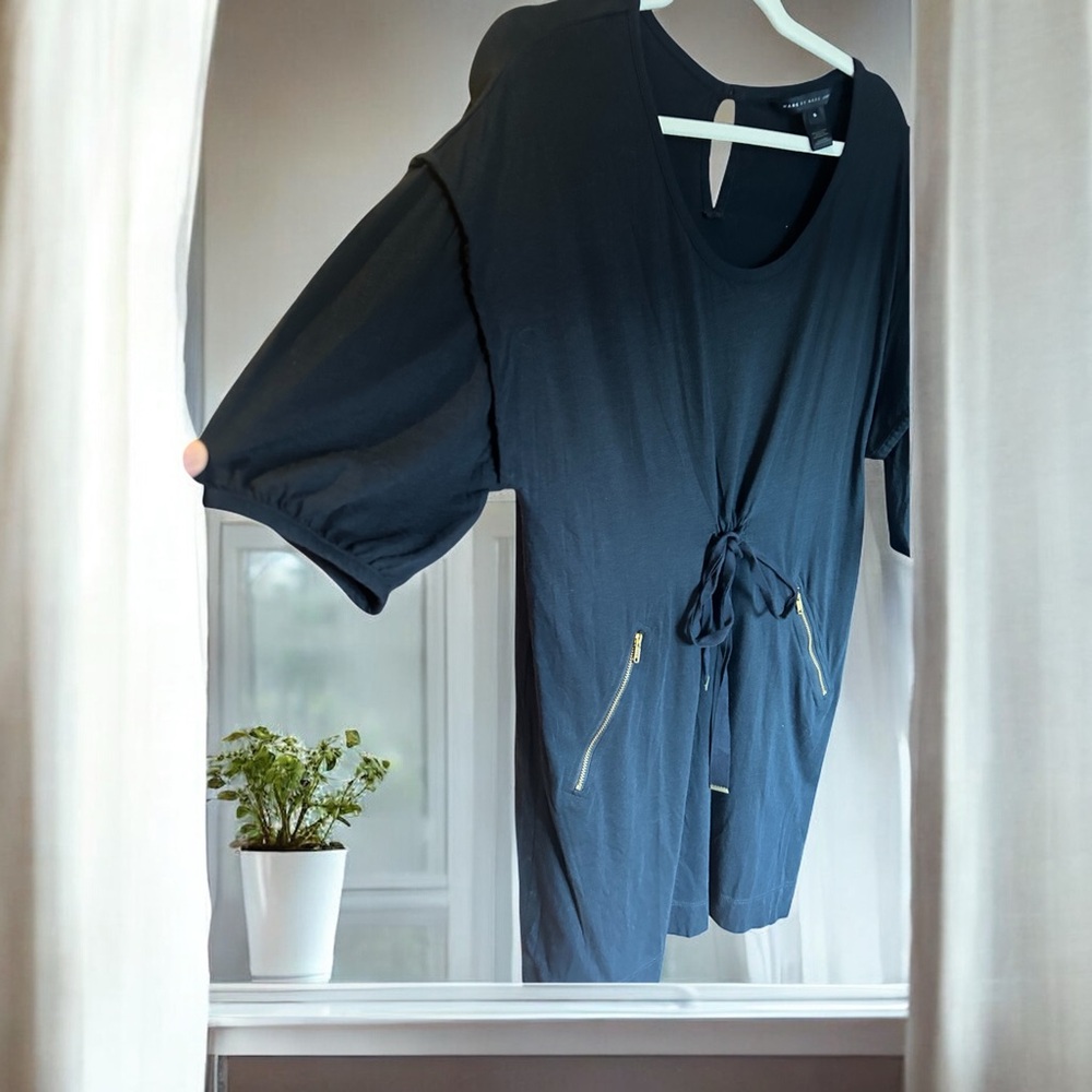 MARC JACOBS Pima Cotton Blend Relaxed Fit Black Casual Dress w zip pockets‎ S - Picture 2 of 10